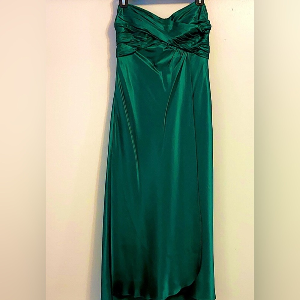 (EUC) Banana Republic Green Strapless Dress 100% Silk Size 6
